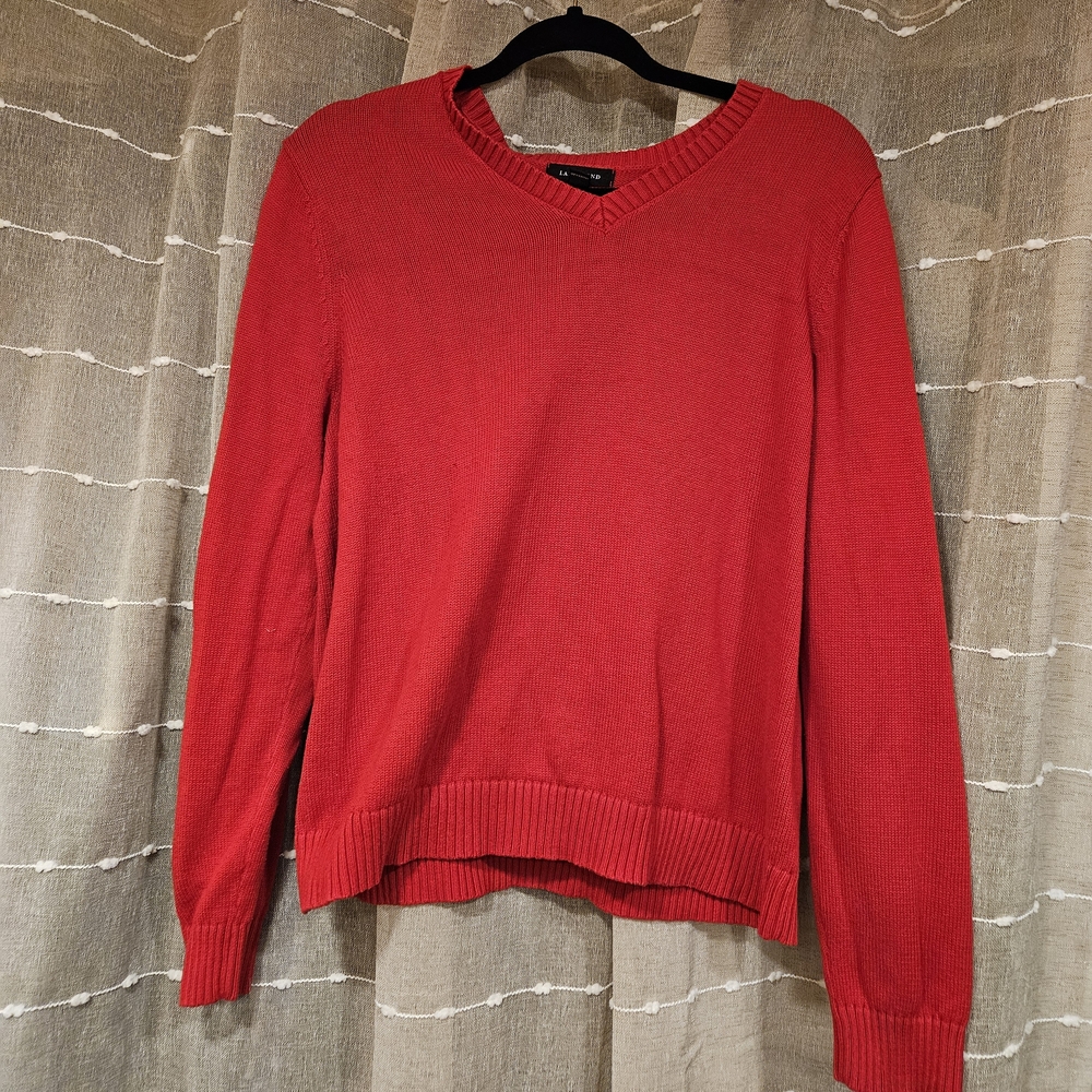 Lands' End Women's V-Neck Sweater in Bold Red